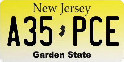 NJ license plate A35PCE