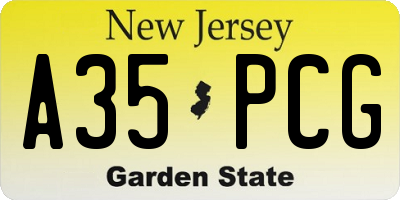 NJ license plate A35PCG