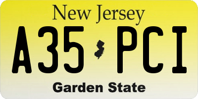 NJ license plate A35PCI
