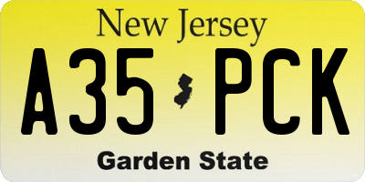 NJ license plate A35PCK
