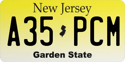 NJ license plate A35PCM