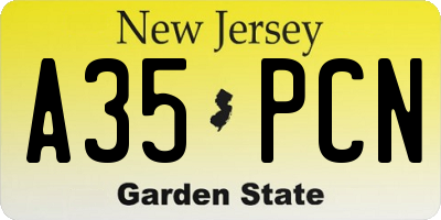 NJ license plate A35PCN