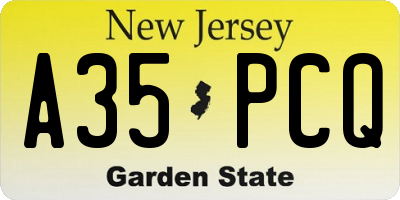 NJ license plate A35PCQ