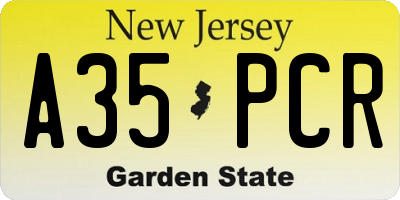 NJ license plate A35PCR