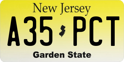 NJ license plate A35PCT