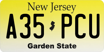 NJ license plate A35PCU