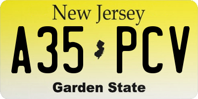 NJ license plate A35PCV