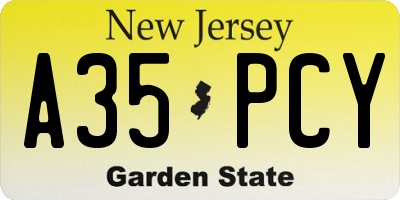 NJ license plate A35PCY