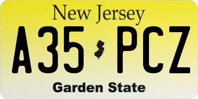 NJ license plate A35PCZ