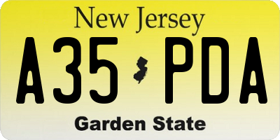 NJ license plate A35PDA