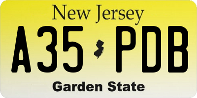 NJ license plate A35PDB