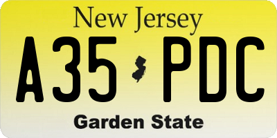 NJ license plate A35PDC