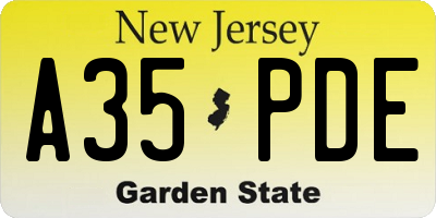 NJ license plate A35PDE