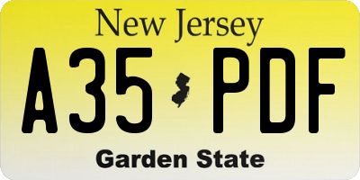 NJ license plate A35PDF