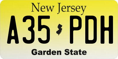 NJ license plate A35PDH