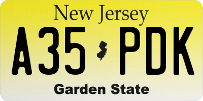 NJ license plate A35PDK