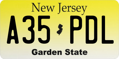 NJ license plate A35PDL