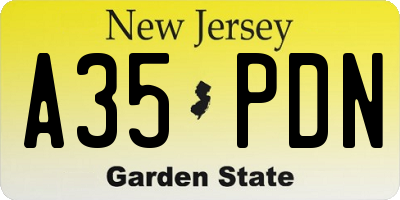 NJ license plate A35PDN