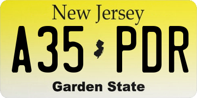 NJ license plate A35PDR