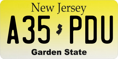 NJ license plate A35PDU
