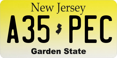 NJ license plate A35PEC