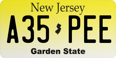 NJ license plate A35PEE