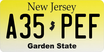NJ license plate A35PEF
