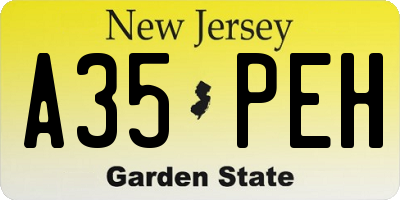 NJ license plate A35PEH
