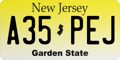 NJ license plate A35PEJ