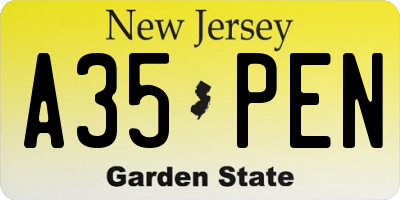NJ license plate A35PEN