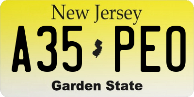 NJ license plate A35PEO