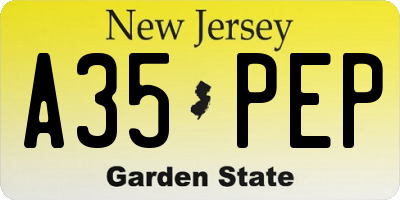 NJ license plate A35PEP