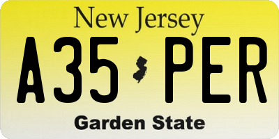 NJ license plate A35PER