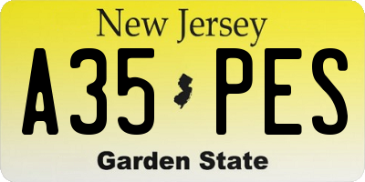 NJ license plate A35PES