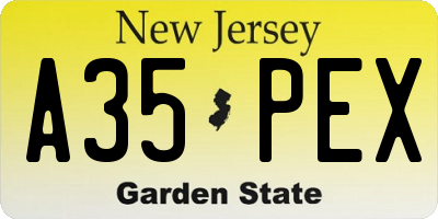 NJ license plate A35PEX