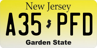 NJ license plate A35PFD