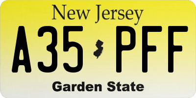 NJ license plate A35PFF