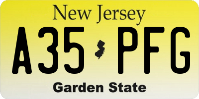 NJ license plate A35PFG