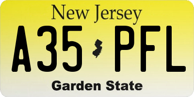 NJ license plate A35PFL