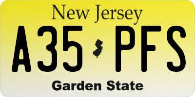 NJ license plate A35PFS