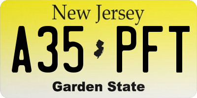NJ license plate A35PFT