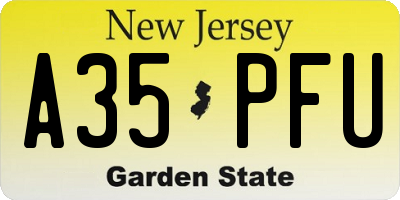 NJ license plate A35PFU