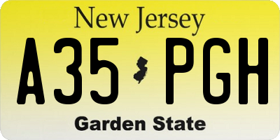NJ license plate A35PGH