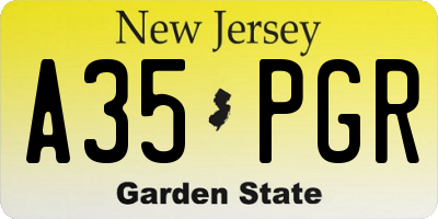 NJ license plate A35PGR
