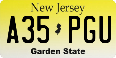 NJ license plate A35PGU