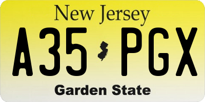 NJ license plate A35PGX