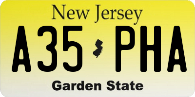 NJ license plate A35PHA