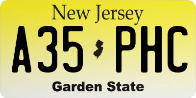 NJ license plate A35PHC