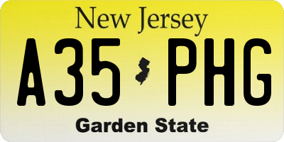 NJ license plate A35PHG