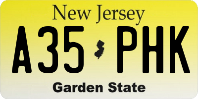 NJ license plate A35PHK
